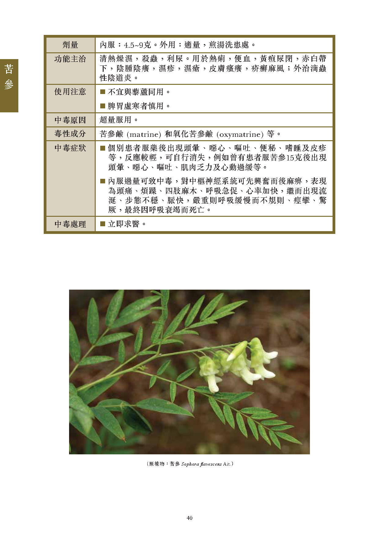 此圖片展示《曾與香港不良事件有關的中藥材參考資料》刊物的第40頁