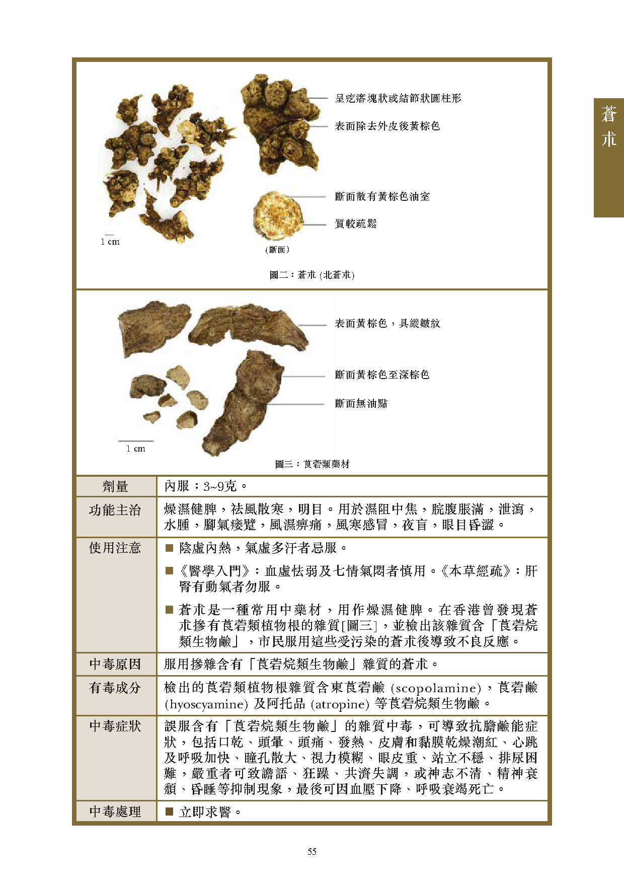 此圖片展示《曾與香港不良事件有關的中藥材參考資料》刊物的第55頁