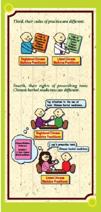 This picture demonstrates page 5 of the pamphlet entitled "Registered and Listed Chinese Medicine Practitioners"